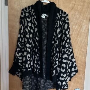 Leopard Print Black and Cream Cardigan